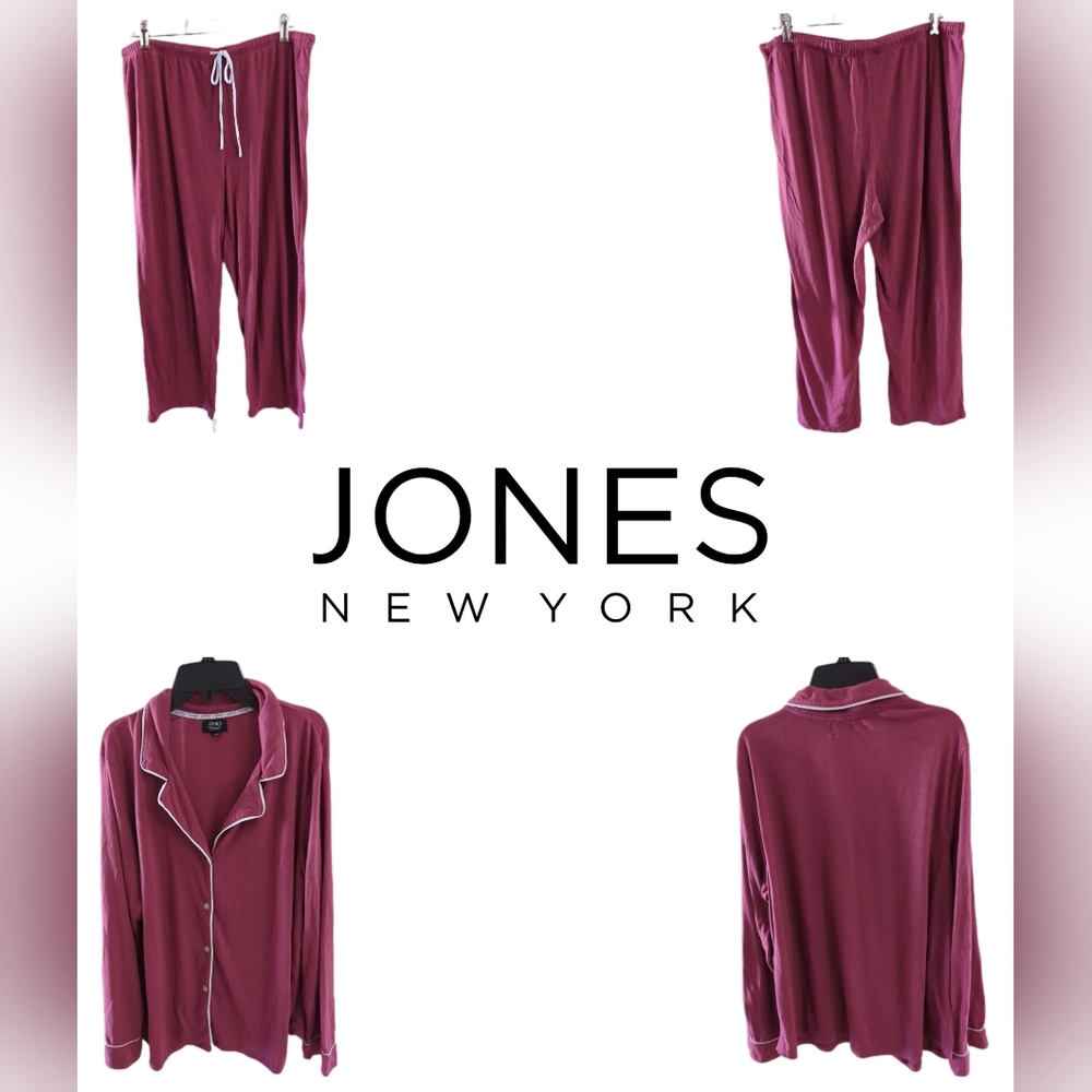 JONES NEW YORK 2 PC MAROON PAJAMAS SZ LG